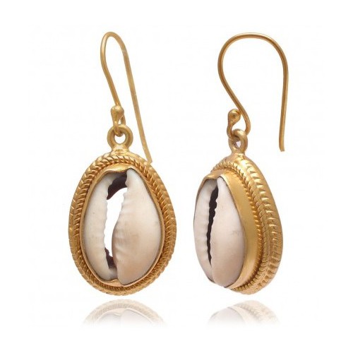 Vergulde Cowrie schelp oorbellen