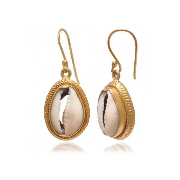 Gold-plated Cowrie shell earrings