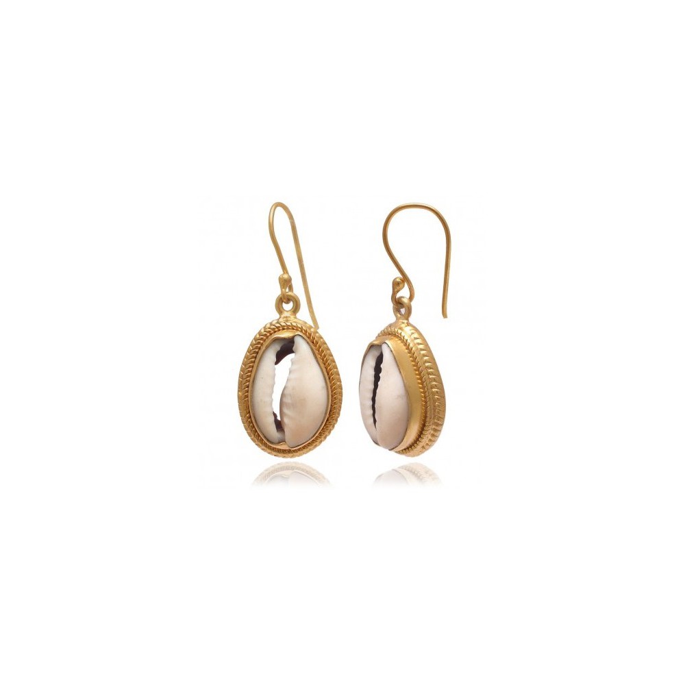 Gold-plated Cowrie shell earrings