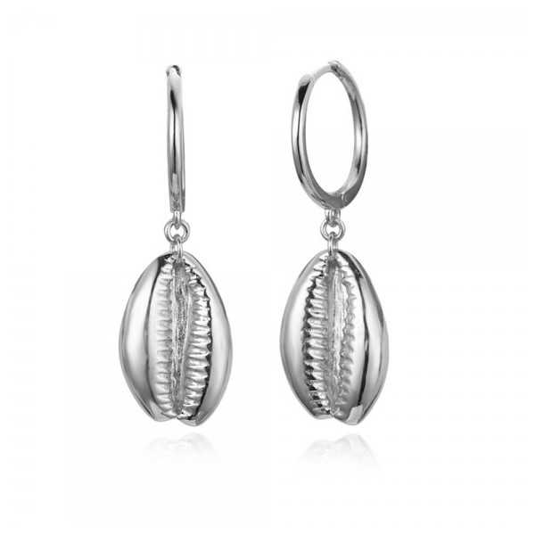 925 Sterling silver-creoles with a Cowrie shell pendant