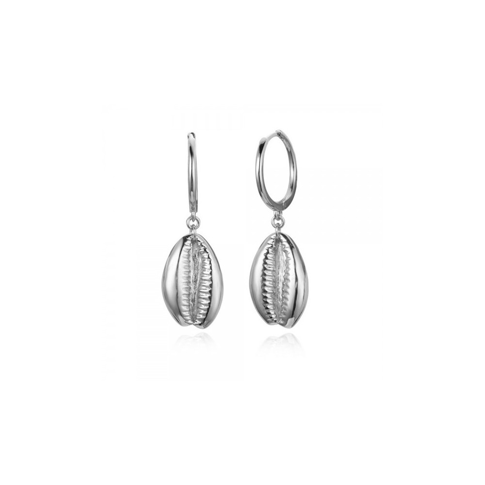 925 Sterling silver-creoles with a Cowrie shell pendant