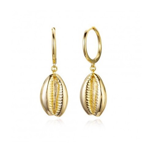 Vergulde creolen met Cowrie hanger