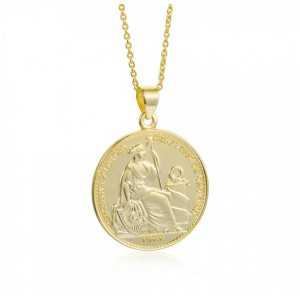 Vergoldete Halskette mit einer römischen Münze Anhänger
