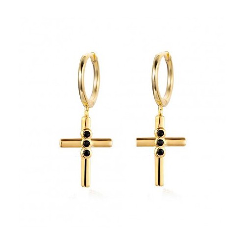 Vergulde creolen met kruis hanger