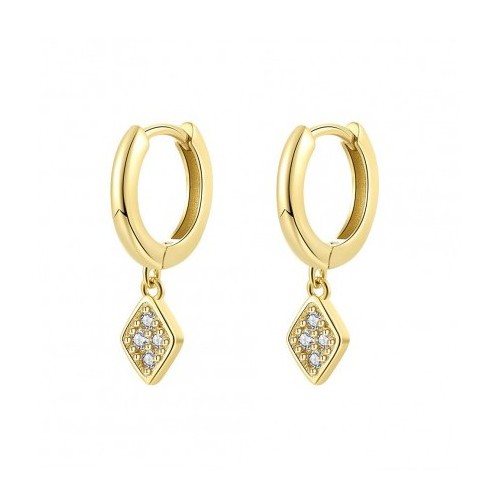 Vergulde creolen met Zirkonia hanger