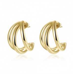 Gold-plated triple-hoop earrings