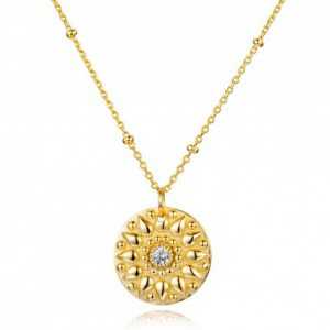 Gold vermeil chain necklace with pendant set with Zirconia