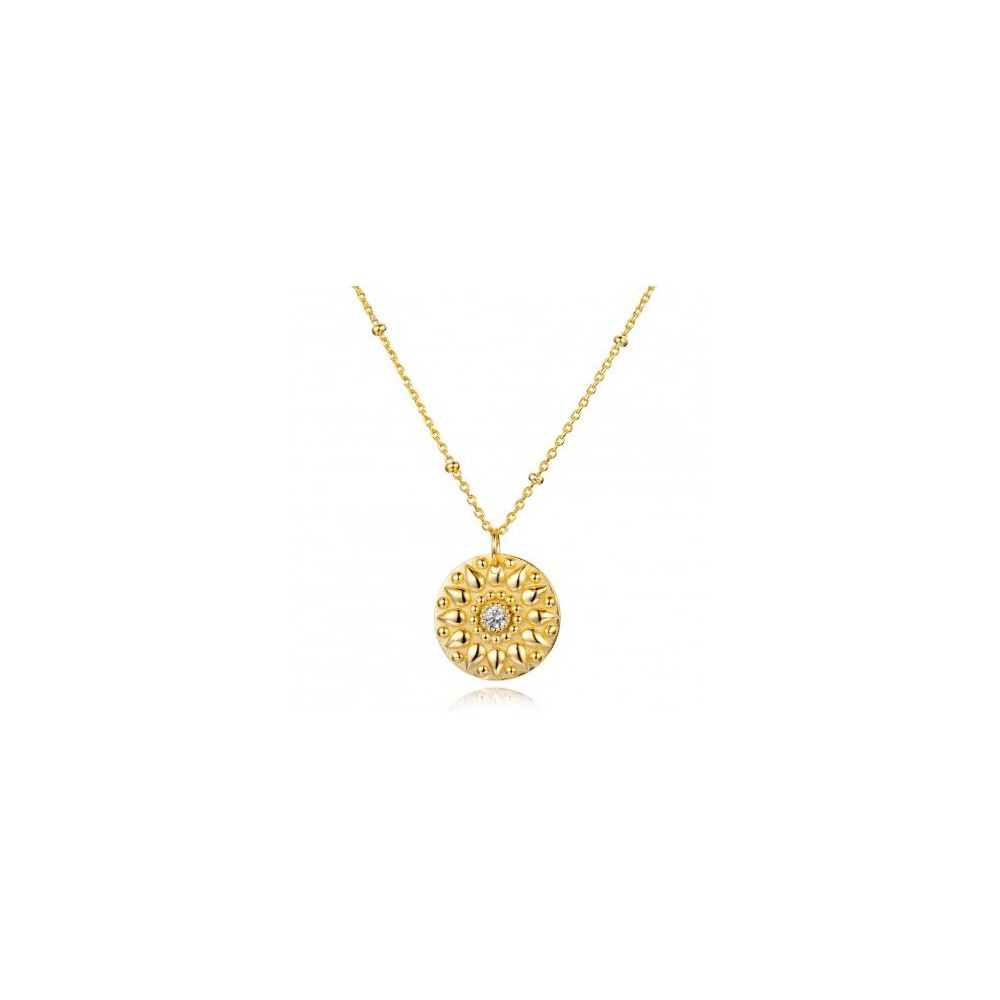 Gold vermeil chain necklace with pendant set with Zirconia