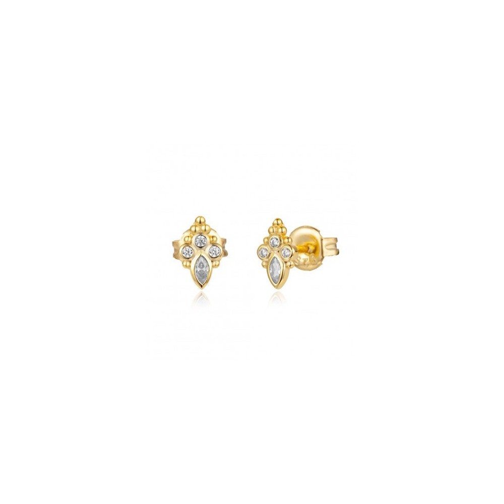 Gold vermeil oorknopjes set mit Cz