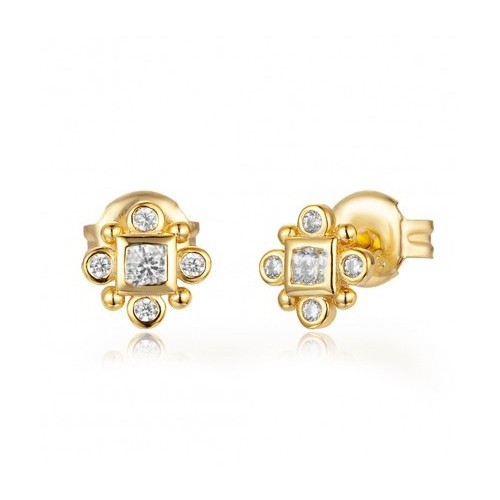 Goud vermeil oorknoppen gezet met Zirkonia