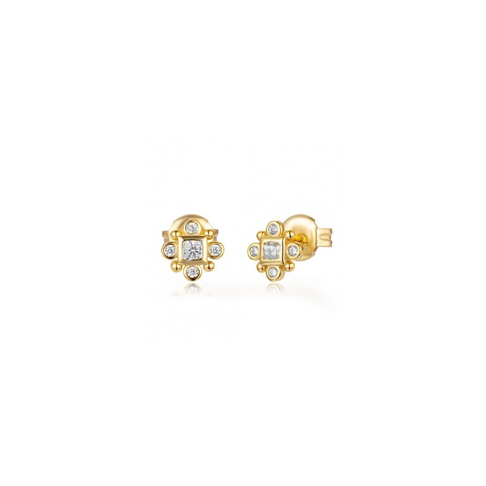 Gold vermeil oorknoppen set with Cz