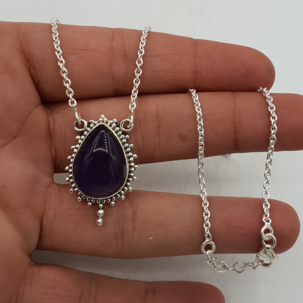 925 Sterling Silber Halskette mit Amethyst-Anhänger