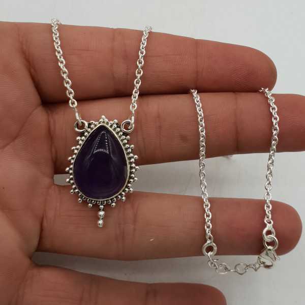 925 Sterling silver necklace with Amethyst pendant