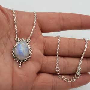 925 Sterling silver chain necklace with Moonstone pendant