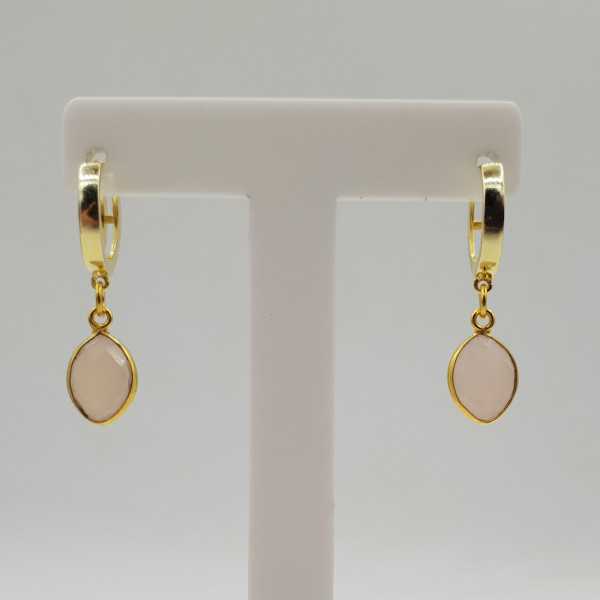 Gold-plated creole with pink Chalcedony earrings