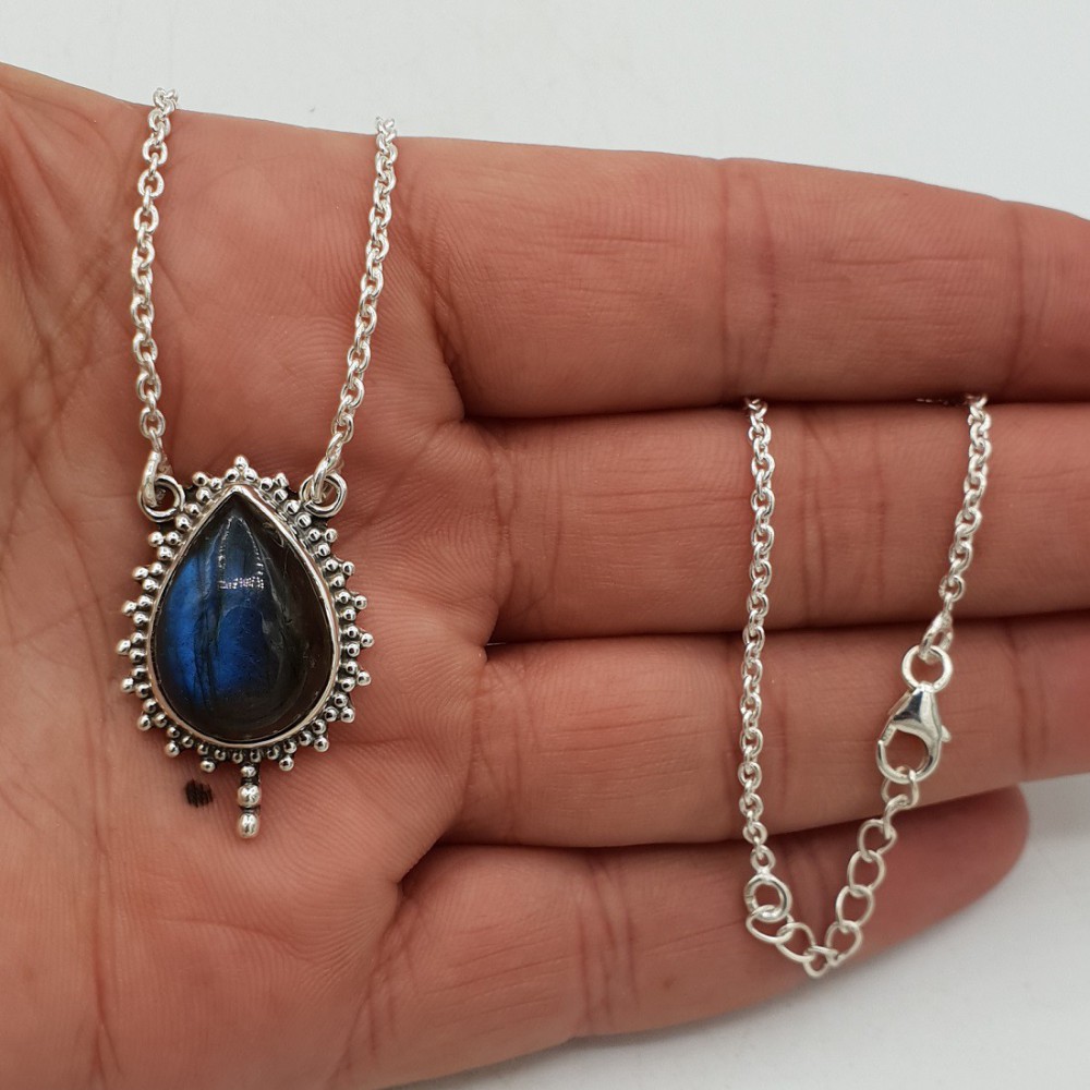 925 Sterling silver chain necklace with Labradorite pendant