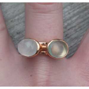 Gold-plated rings set with Moonstone and Chalcedony 19 mm