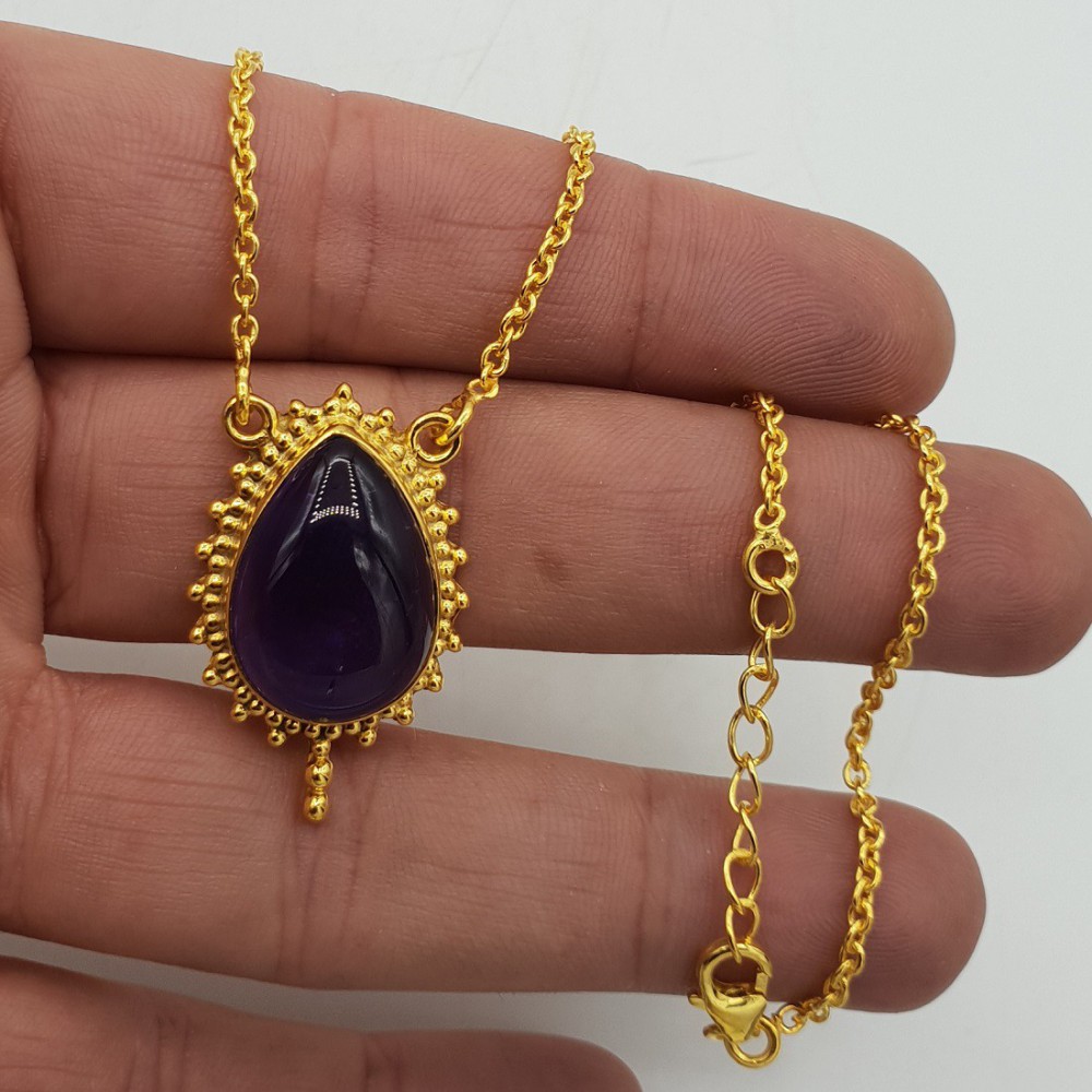 Vergoldete Halskette mit Amethyst-Anhänger