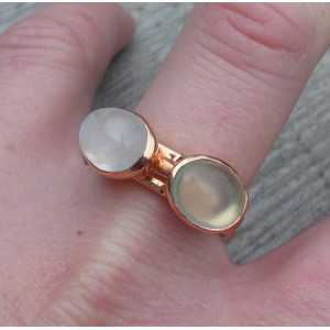 Gold-plated rings set with Moonstone and Chalcedony 19 mm 