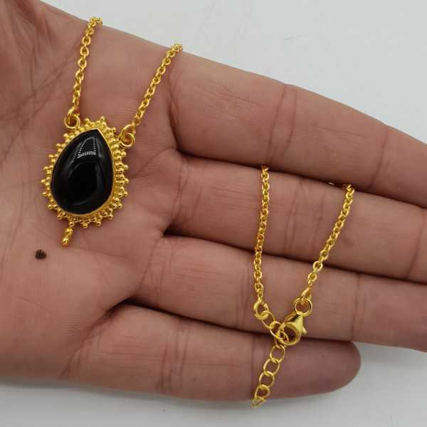 Gold-plated necklace with black Onyx pendant