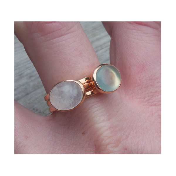 Vergoldete Ringe mit Mondstein und Chalcedon 19 mm 