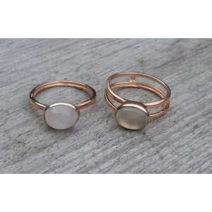 Vergulde ringen set met Maansteen en Chalcedoon 19 mm 