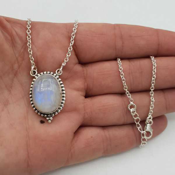 925 Sterling silver earrings with oval Moonstone earrings