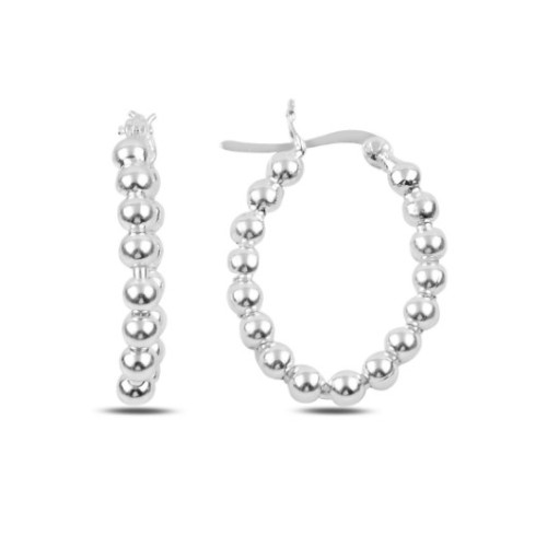 925 Sterling zilveren beaded ovale creolen 20x25mm