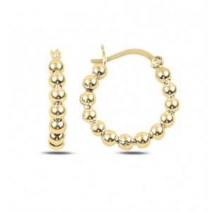 Gold-plated beaded round creole 20mm