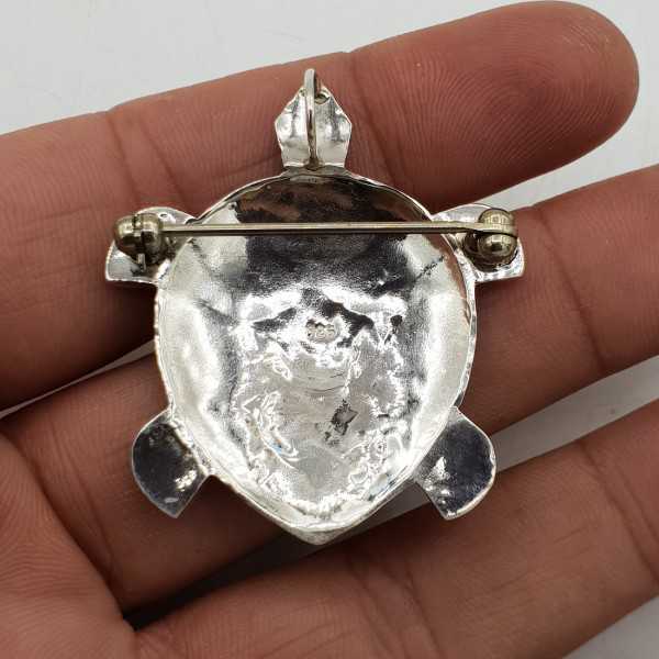Silver pendant turtle with Coral-medium