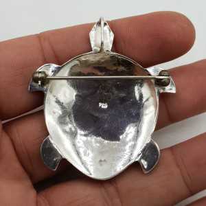 Silver pendant, tortoise shell with mother-of-Pearl, large