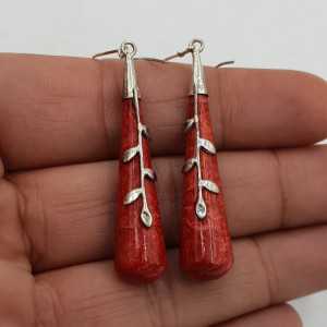 925 Sterling Silber Ohrringe mit roten Korallen