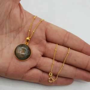 Gold plated necklace with round Labradorite pendant