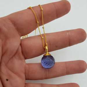 Gold-plated necklace with a round Ioliet blue quartz