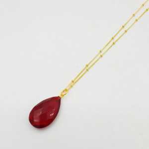 Gold plated earrings with Garnet and red quartz drop