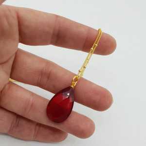Gold plated earrings with Garnet and red quartz drop