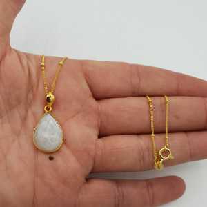 Gold plated necklace with rainbow Moonstone pendant