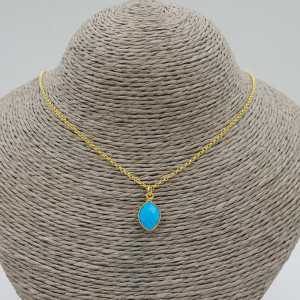 Gold plated necklace with marquise Turquoise pendant