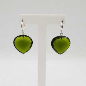 Silver earrings with Peridot and quartz
