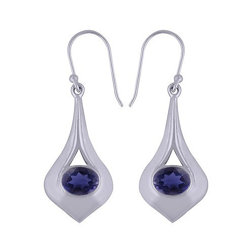 925 sterling zilveren oorbellen met dwarsliggende ovale Ioliet