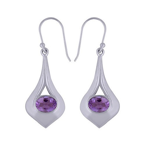 925 sterling zilveren oorbellen met dwarsliggende ovale Amethist