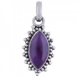 925 sterling silver heart pendant with a marquise Amethyst