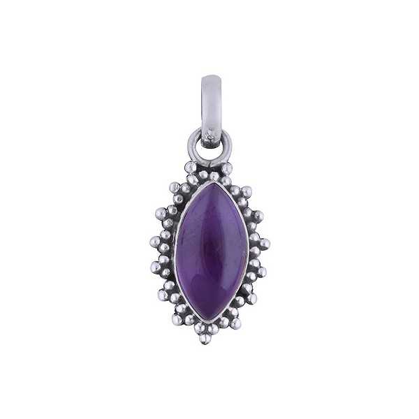 925 sterling silver heart pendant with a marquise Amethyst
