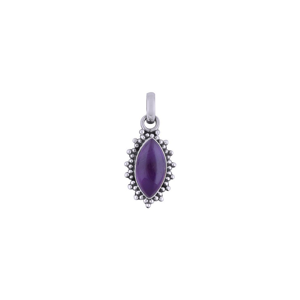 925 sterling silver heart pendant with a marquise Amethyst