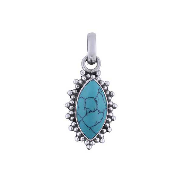 925 sterling silver heart pendant with marquise Turquoise