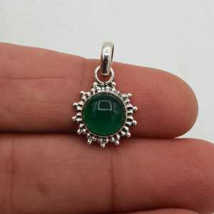 925 zilveren hanger met kleine ronde groene Onyx