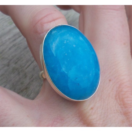 Zilveren ring gezet met Smithsoniet maat 17.3 mm