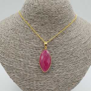 Gold-plated necklace with a marquise Ruby heart pendant
