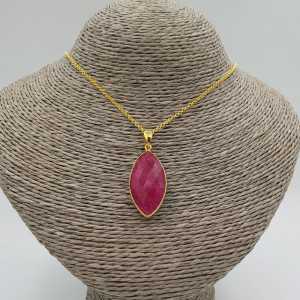 Gold-plated necklace with a marquise Ruby heart pendant