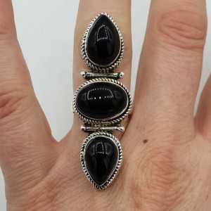 925 Sterling zilveren ring met zwarte Onyx 16.5 mm